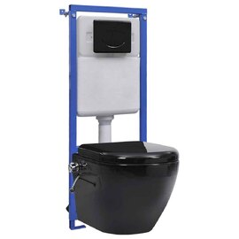 Adel Black Rimless Wall Hung Toilet Pack With Bidet Function - Soft Close Seat