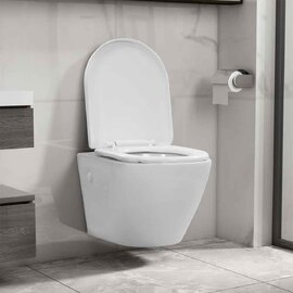 Adel White Rimless Wall Hung Toilet - Soft Close Seat
