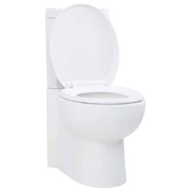 Adel White Close Coupled Corner Toilet - Soft Close Seat