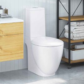 Ada White Close Coupled Toilet With Vertical Outlet - Soft Close Seat