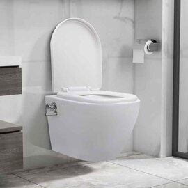 Adel White Rimless Wall Hung Toilet With Bidet Function - Soft Close Seat