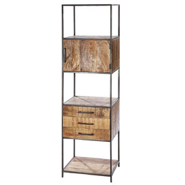 Adel Wooden Shelving Unit With 1 Door 3 Drawers In Natural