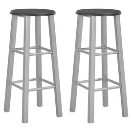 Adelia Black Wooden Bar Stools With Steel Frame In A Pair