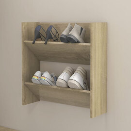 Adelio Wooden Wall Mounted Shoe Storage Rack In Sonoma Oak