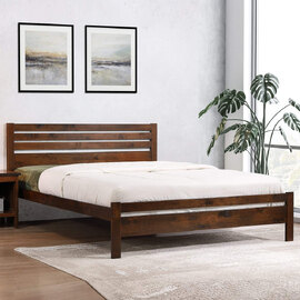 Adkins Wooden Double Bed In Antique Oak