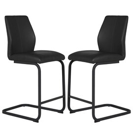 Adoncia Black Faux Leather Counter Bar Chairs In Pair