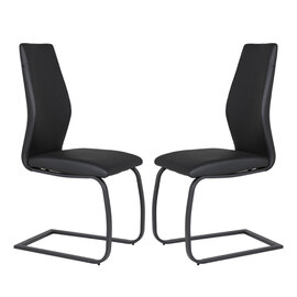 Adoncia Black Faux Leather Dining Chairs In Pair