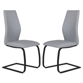 Adoncia Grey Faux Leather Dining Chairs In Pair