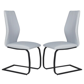Adoncia Silver Faux Leather Dining Chairs In Pair