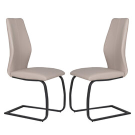Adoncia Taupe Faux Leather Dining Chairs In Pair