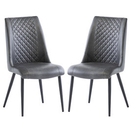 Adora Grey Faux Leather Dining Chairs In Pair