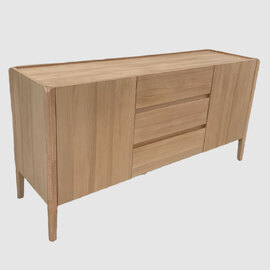 Adrian Wooden Sideboard With 2 Doors And 3 Drawers In Natural