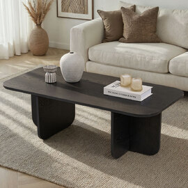 Aerin Wooden Rectangular Coffee Table in Black