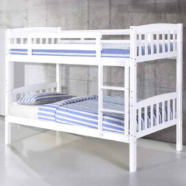 Aeryn Wooden Bunk Bed With Ladder In White