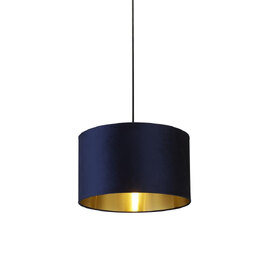 Afton Navy Velvet Shade Pendant Light With Gold Inner In Blue