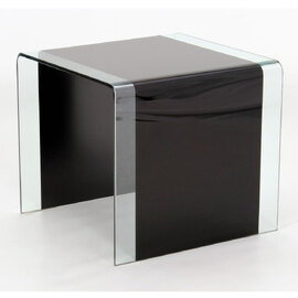 Afya Glass Square Lamp Table In Black And Clear