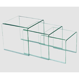 Afya Glass Square Nest Of 3 Tables In Clear
