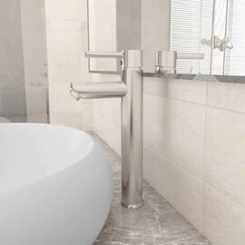 Agnano Tall Basin Mixer Tap - Silver