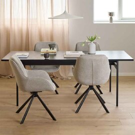 Agoura Black Wooden Dining Table With Chanute 4 Chairs In Sand