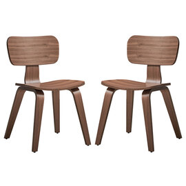 Aiken Walnut Wooden Dining Chairs In Pair