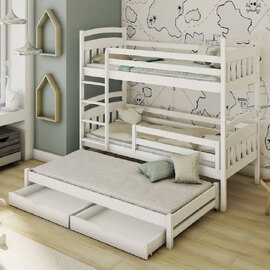Aiken Wooden Bunk Bed With Foam Mattress In Matt White