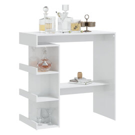 Aiza 100cm High Gloss Bar Table With Storage Rack In White