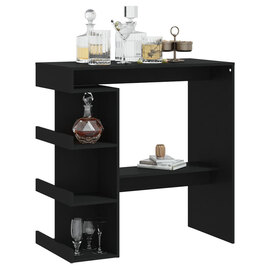 Aiza 100cm Wooden Bar Table With Storage Rack In Black