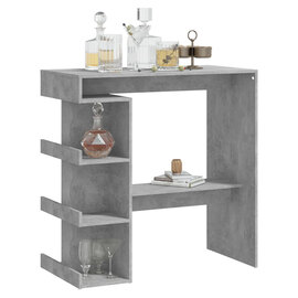 Aiza 100cm Wooden Bar Table With Storage Rack In Concrete Effect