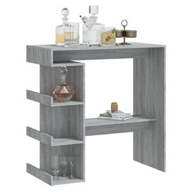 Aiza 100cm Wooden Bar Table With Storage Rack In Grey Sonoma