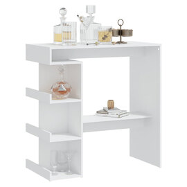 Aiza 100cm Wooden Bar Table With Storage Rack In White