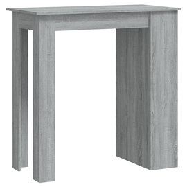 Aiza 102cm Wooden Bar Table With Storage Rack In Grey Sonoma