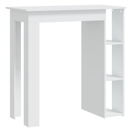 Aiza Wooden Bar Table With Shelf In White