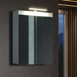Akito High Gloss Wall Mounted Bathroom Mirror Cabinet in White with LED