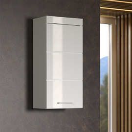 Amanda High Gloss Wall Mounted Storage Cabinet with 1 Door In White