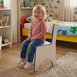 Aktif Wooden Kids Chair in Blue and White