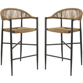 Alamosa Natural Rattan Bar Stools With Aluminium Frame In Pair