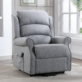 Alanya Fabric Electric Recliner Chair In Grey