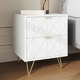 Alara Wooden Bedside Cabinet with 2 Drawers in White