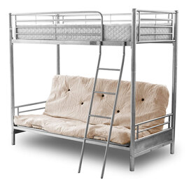 Alaska Futon Metal Bunk Bed In Silver