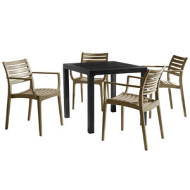 Albany Black Wooden Dining Table With 4 Alto Taupe Chairs