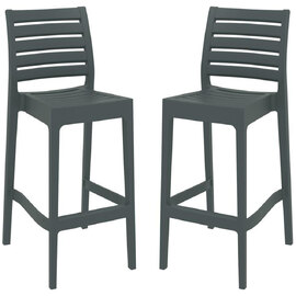 Albany Dark Grey Polypropylene Bar Stools With Glass Fiber In Pair