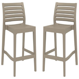 Albany Taupe Polypropylene Bar Stools With Glass Fiber In Pair