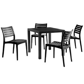 Albany Wooden Dining Table With 4 Chairs In Black