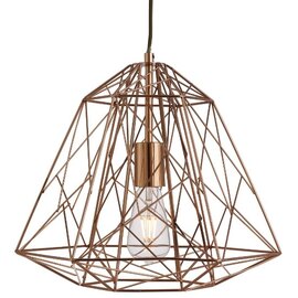 Albion Ceiling Pendant Light In Copper Geometric Cage Frame