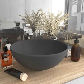 Albuquerque Round Countertop Basin Without Waste 325mm Wide 0TH - Dark Grey