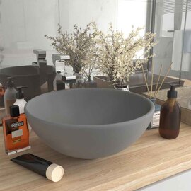 Albuquerque Round Countertop Basin Without Waste 325mm Wide 0TH - Light Grey