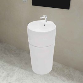 Albuquerque Freestanding Round Basin WIth Overflow - White