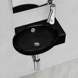 Albuquerque Oval Wall Hung Basin Without Waste 410mm Wide 1TH - Black
