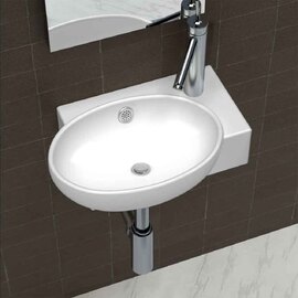 Albuquerque Oval Wall Hung Basin Without Waste 410mm Wide 1TH - White