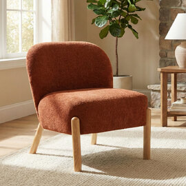 Alcor Fabric Accent Chair with Oak Legs in Rust